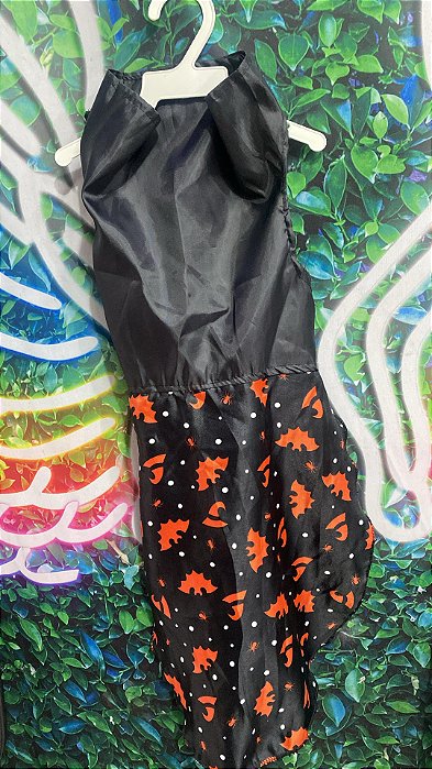 Roupa Vestido Halloween Morcegos Vermelhos G