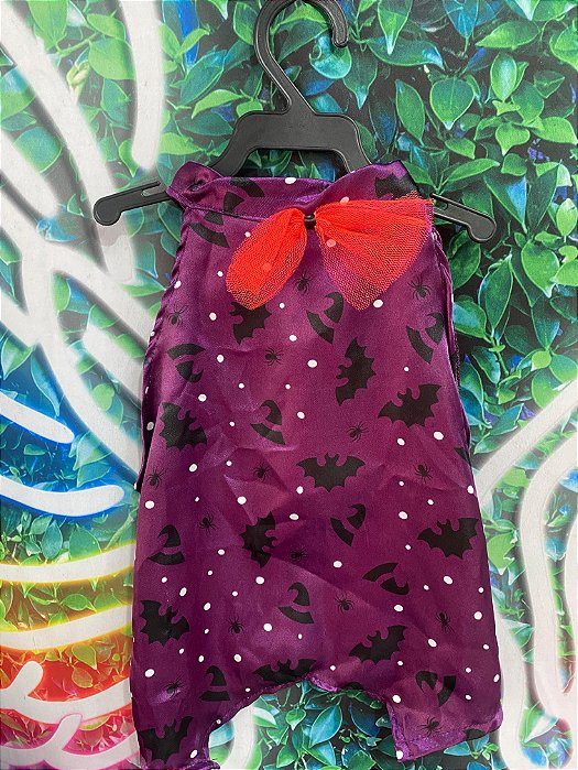 Roupa Vestido Argola Roxo com Laço Vermelho M