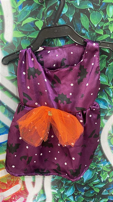 Roupa Vestido Roxo com Laço Laranja P