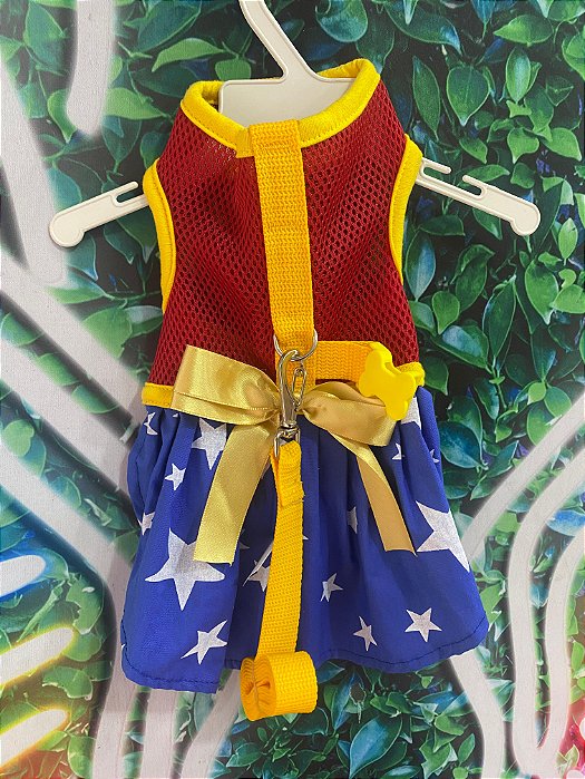 Roupa Vestido Com Guia Mulher-maravilha M