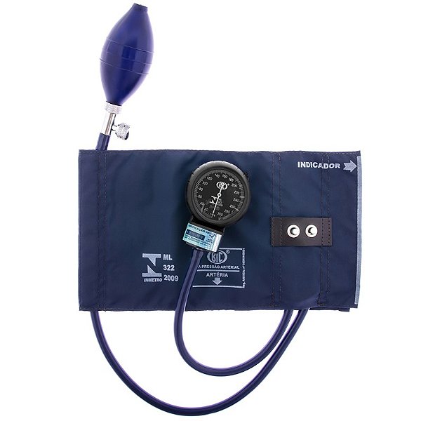 Esfigmomanômetro Bic Nylon Fechamento em Metal - Azul Marinho