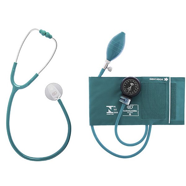 Kit Bic Esfigmomanômetro Adulto + Estetoscópio Standart - Verde