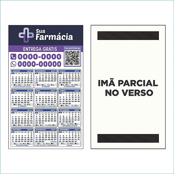 5. Ímã Calendário 2026 - Ímã parcial - 150x90 mm - 1.000 un