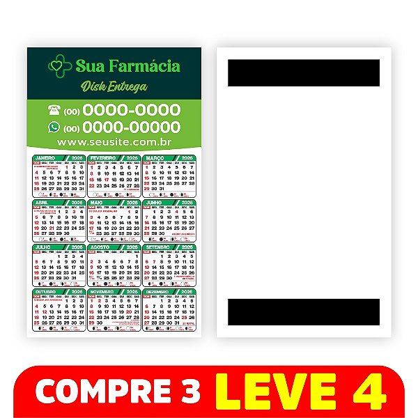 5. Ímã Calendário 2026 - Ímã parcial - 150x90 mm - 1.000 un