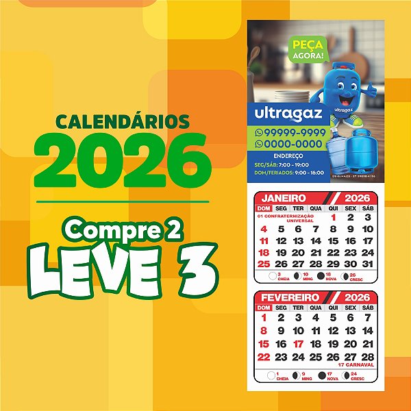 2. Ímã com calendário 2026 - 60x50 mm - 1.000 un
