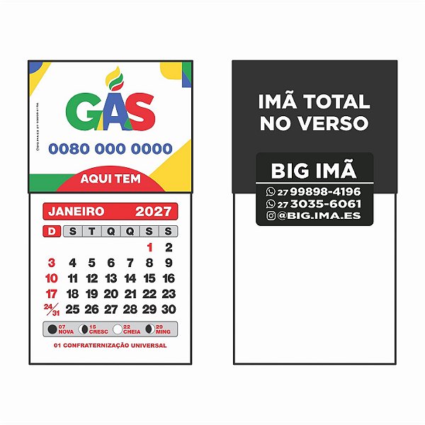 1. Ímã com calendário 2026 - 50x40 mm - 1.000 un