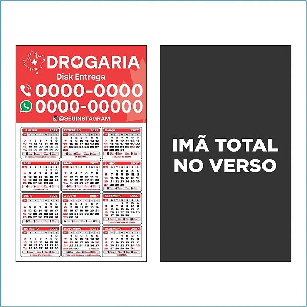 4. Ímã Calendário 2026 - Ímã total - 150x90 mm - 1.000 un