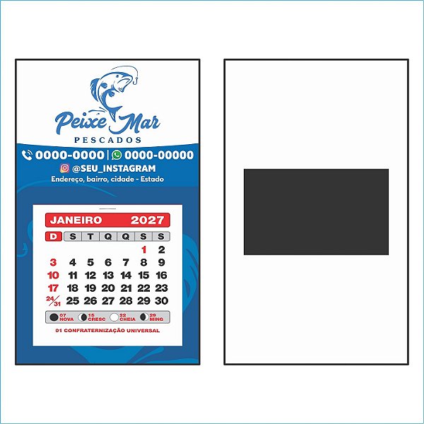 Ímã calendário folhinha 2027 - 150x90 mm