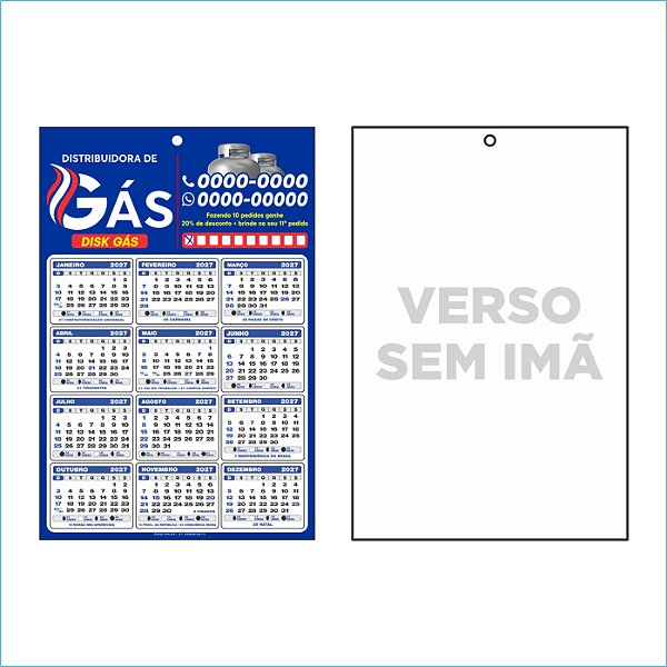 1. Calendário de parede sem Ímã - 300x200 mm