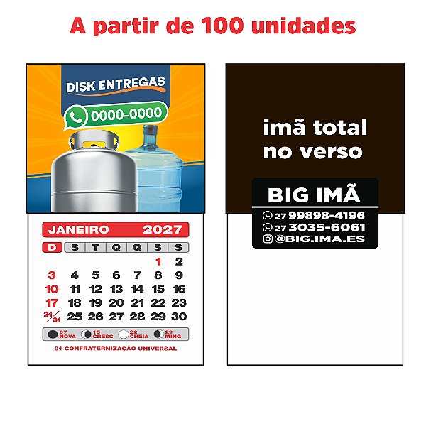 4. Ímã com calendário 2027 - 60x50 mm - 100 unidades