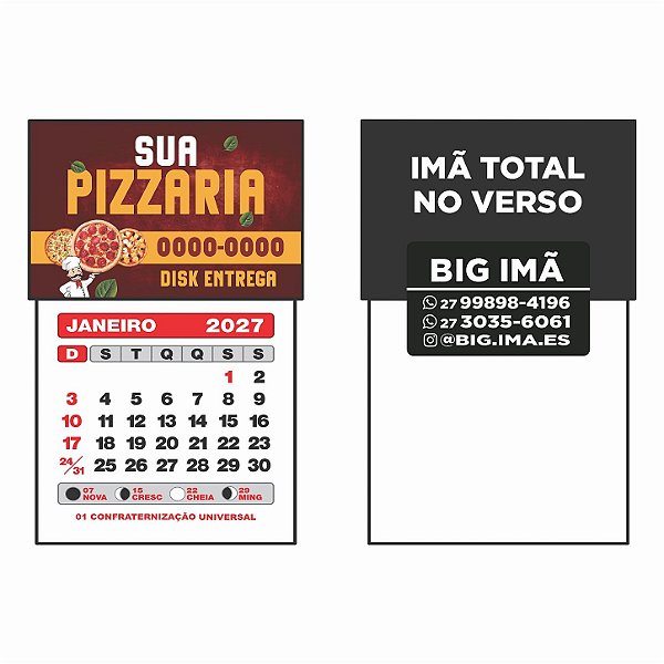 Ímã com calendário 2027 - 80x50 mm - 1.000 un