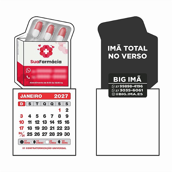 3. Ímã 57x47 mm - CORTE ESPECIAL + CALENDÁRIO 2027 - 1.000 un