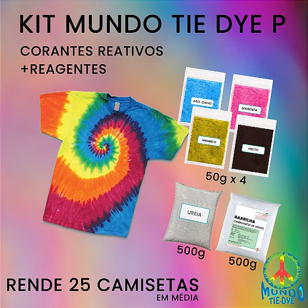 Kit Tie-Dye Básico Iniciante  - Rendimento de 30  à 100 camisetas