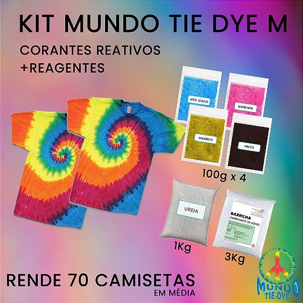 Kit Tie-Dye  Básico de Produção Média - Rendimento 70 a 350 Camisetas