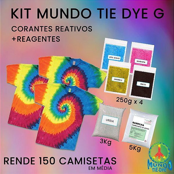 Kit Tie Dye Básico 3 - GRANDES PRODUÇÕES  - Rendimento 180 até 1000 camisetas!