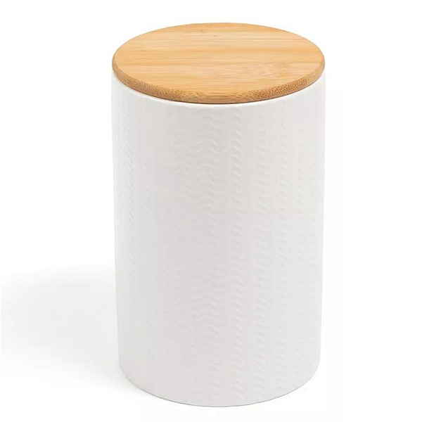 Pote Zig Zag Dolomita com Tampa de Bambu - Tam G