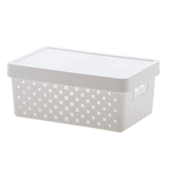 Cesto organizador c/ Tampa 29 cm x 19 cm x 12 cm Quadratta Branco