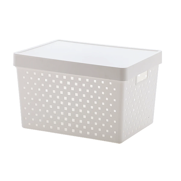 Cesto organizador c/ Tampa 39 cm x 29 cm x 24 cm Quadratta Branco