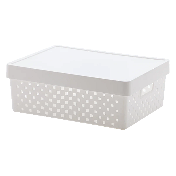 Cesto organizador c/ Tampa 39 cm x 29 cm x 14 cm Quadratta Branco