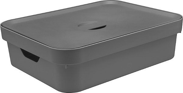 Caixa organizadora Cube G Baixa 16 Litros Chumbo
