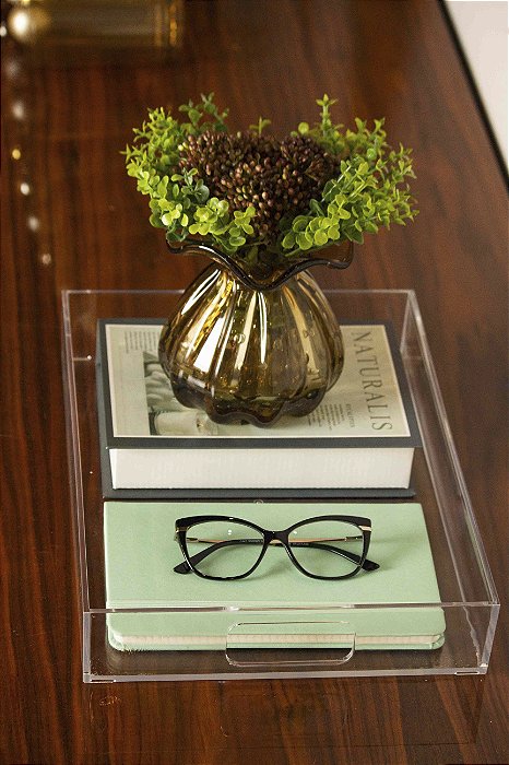 BANDEJA C/ ALCA 35X26X6 CM CRISTAL