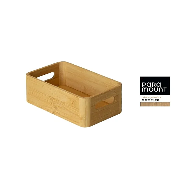 CAIXA ORGANIZADORA DE BAMBU C/ ALCA 24X13X7,6 CM