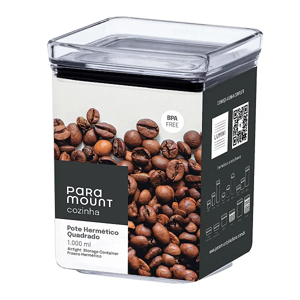 POTE HERMETICO LUMINI QUADRADO 1.000 ML