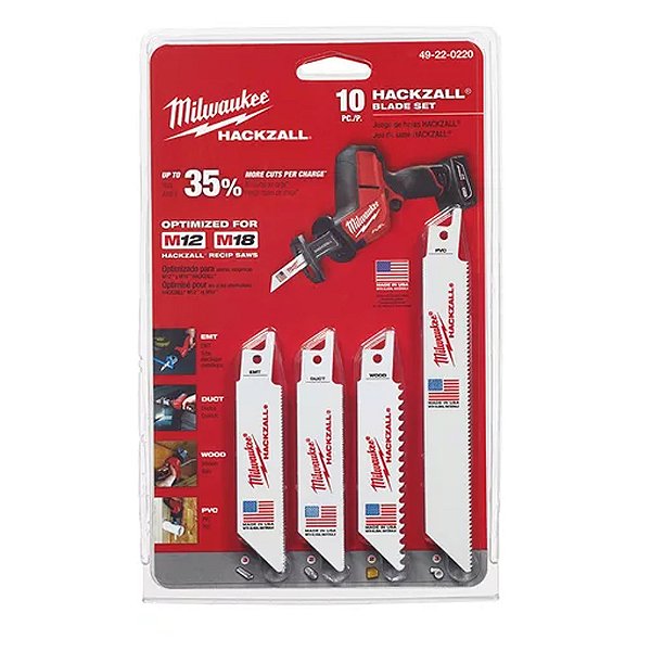 Kit Lâmina Serra Sabre Com 10 Peças 49-22-0220 Milwaukee