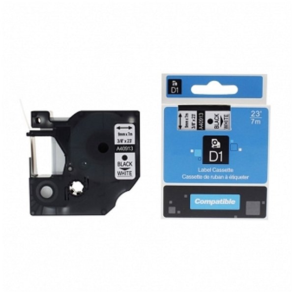 Fita Dymo A40913 D1 Preta / Branca 9mm