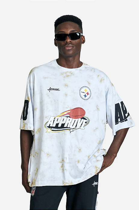Camiseta Approve x NFL Oversized Collors Steelers Bege