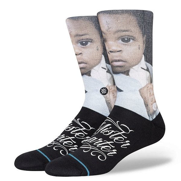 Meia Stance Lil Wayne Mr Carter Crew Socks Black
