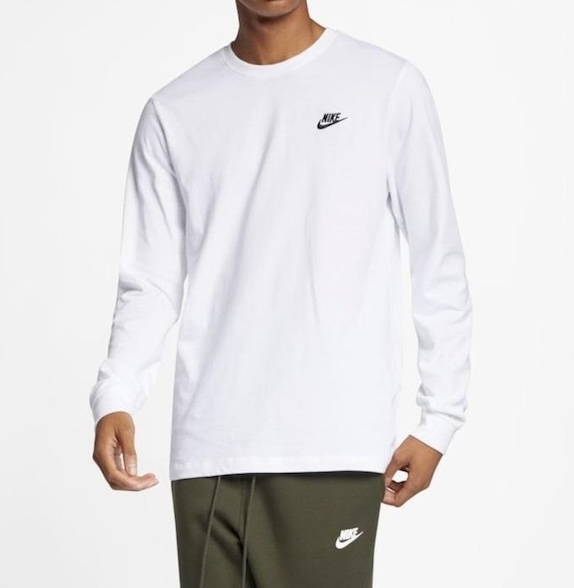 Camiseta Nike Sportwear Club Long Sleeve White