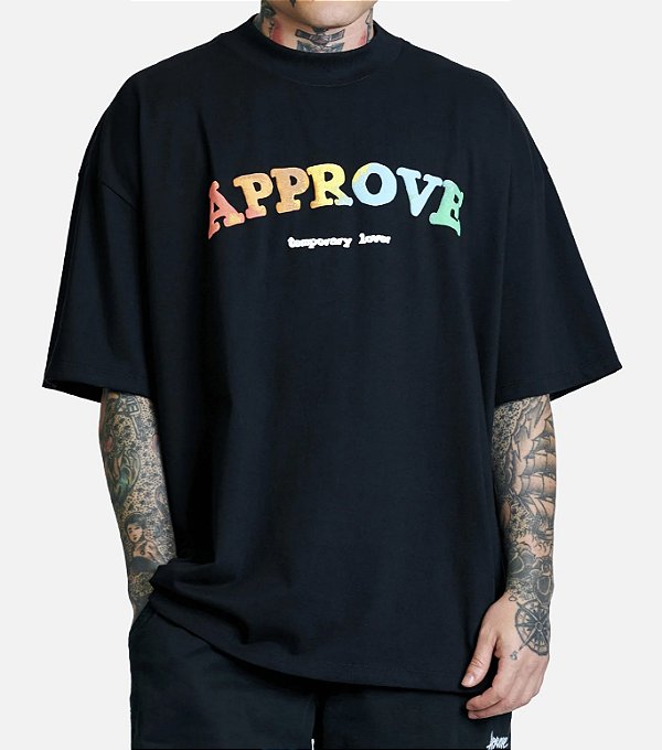 Camiseta Approve Huge Oversized New Rainbow Black