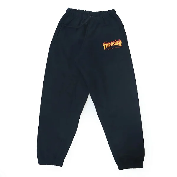 Calça Thrasher Moletom Flame Mini Logo Preto