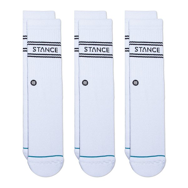 Meia Stance Basic 3 Pack Crew Socks White