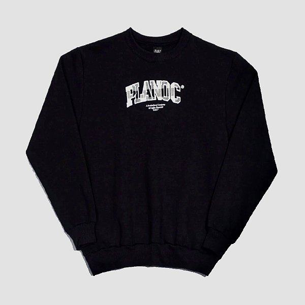 Moletom Plano C Logo Xadrez Crewneck Black