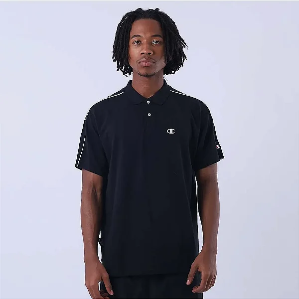 Camisa Polo Champion Piquet Recorte Black