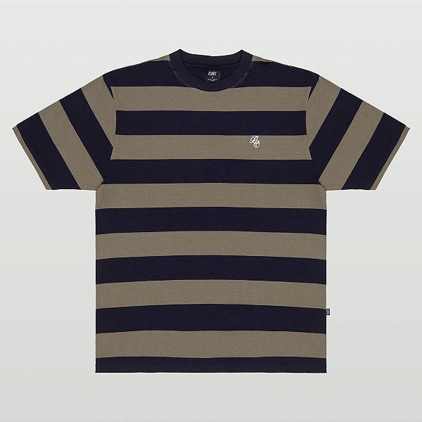 Camiseta PLANO C Striped "PC LETTER" Navy & Green