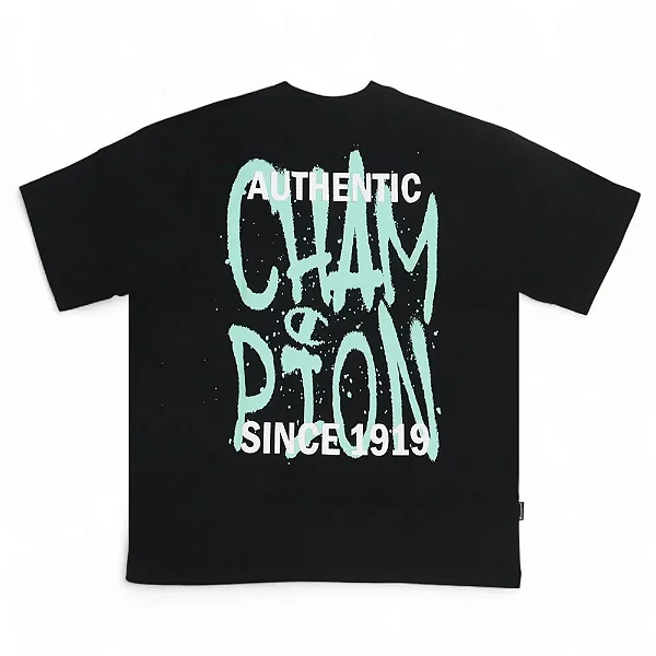 Camiseta Champion Oversized Big Screen Since 1919 Black