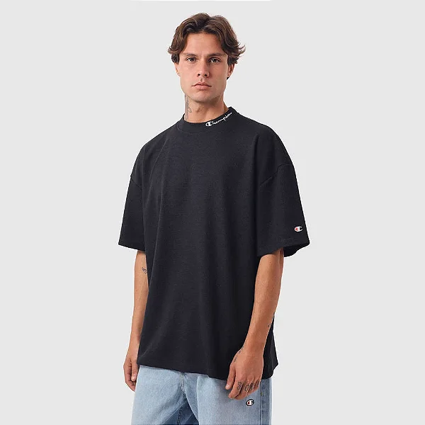 Camiseta Champion Oversized Piquet Script Black
