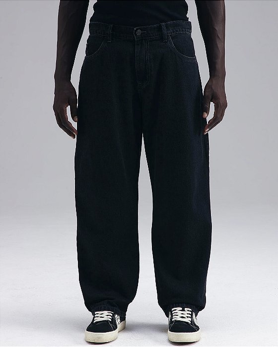 Calça PLANO C Baggy Jeans Pants Washed Black