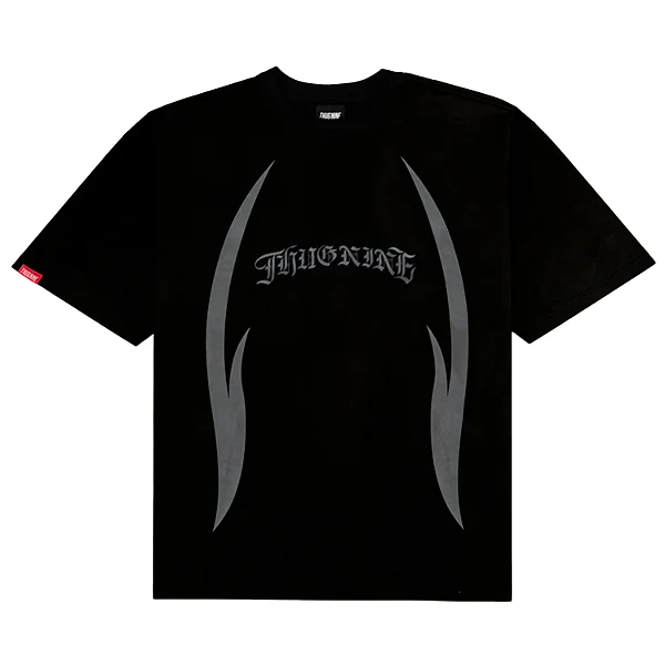 Camiseta Thug Nine Oversized Flames Black