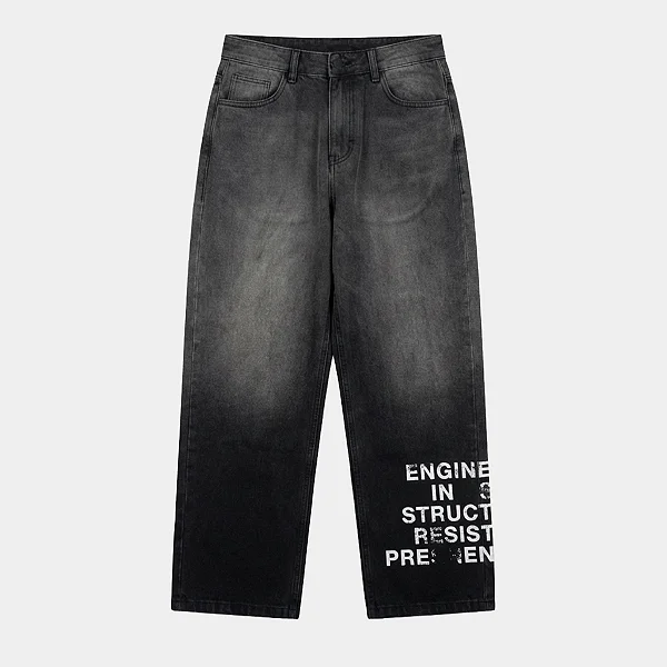 Calça Take-Off Movement Washed Black Loose Fit Jeans