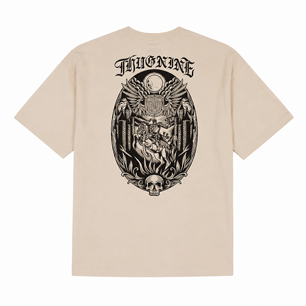 Camiseta Thug Nine Oversized Templar Knight Bege