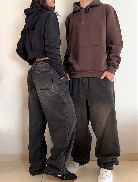 Calça Kost Baggy Washed Jeans Black