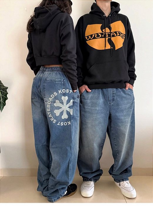 Calça Kost Baggy Washed Jeans Blue