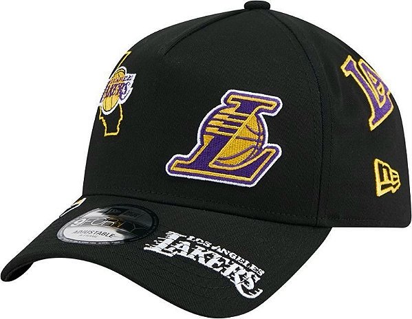 Boné New Era 9FORTY NBA A-Frame Los Angeles Lakers All Over Hat Black