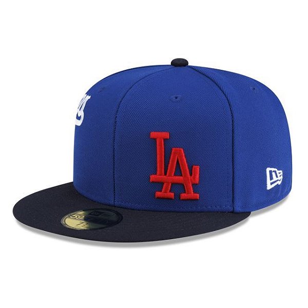 Boné New Era 59FIFTY MLB Los Angeles Dodgers Multi Logo Premium Baseball Blue