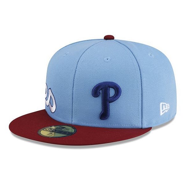 Boné New Era 59FIFTY MLB Philadelphia Phillies Multi Logo Premium Baseball Sky Blue