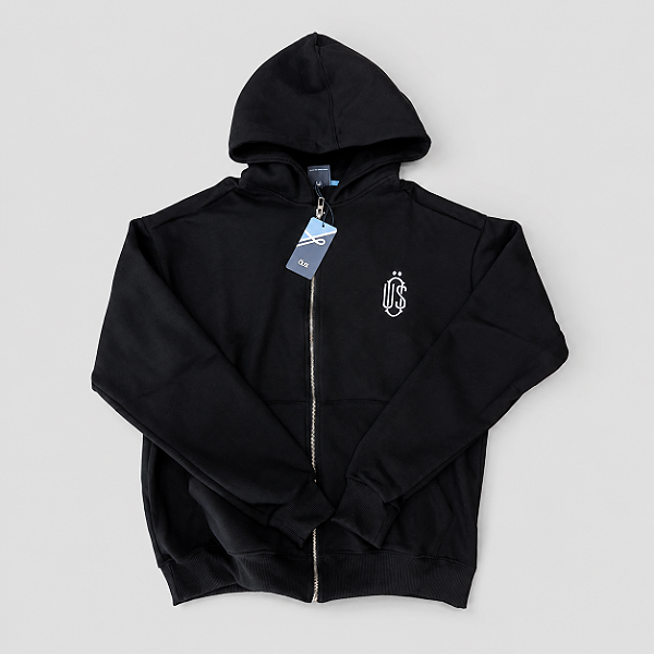 Moletom Öus Monograma Zíper Hoodie Black